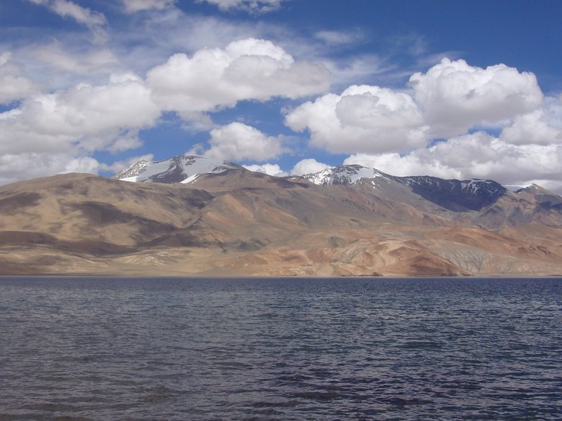The mountains across the lake.
